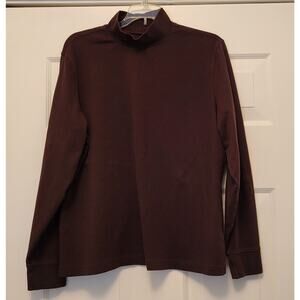 Lands' End Women Mock Neck Shirt Long Sleeve Top BROWN Size XL (18-20)